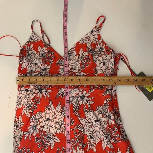 Vince Camuto Dress Womens S Small Botanical Floral V Neck Spaghetti Strap Maxi - Picture 8 of 12